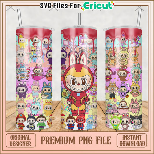 Labubu iron man tumbler png, cute labubu png, labubu popmart png
