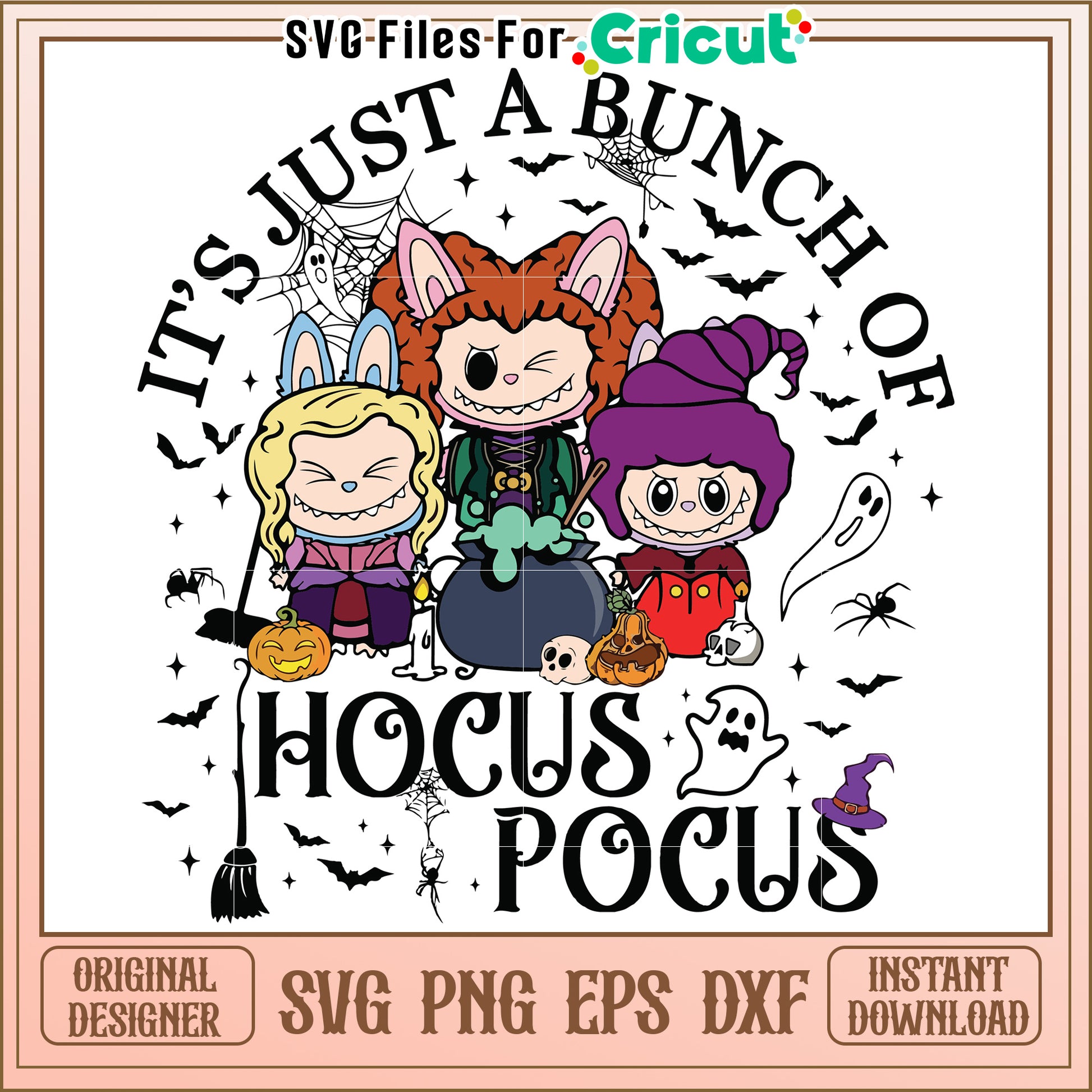 Labubu it's just a bunch of hocus pocus svg, spooky labubu costume svg, popmart labubu png