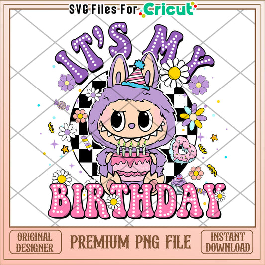 Labubu it's my birthday illustrtion png, labubu secret png, cartoon labubu png