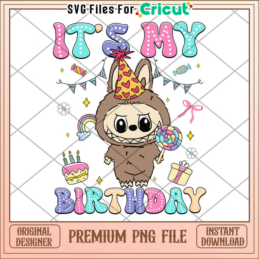 Labubu it's my birthday png, labubu popmart png, labubu​ png
