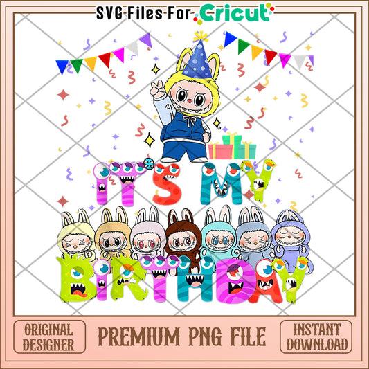 Labubu its my birthday png, cute labubu png, popmart labubu png