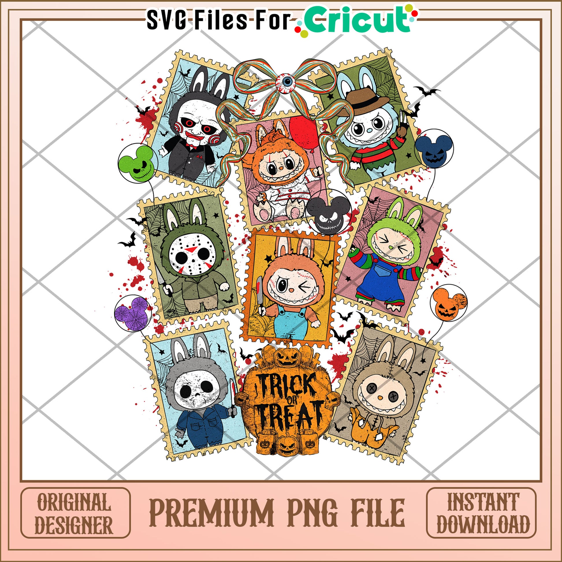 Labubu killers characters costumes png, trick or treat png, halloween characters png