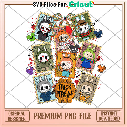 Labubu killers characters costumes png, trick or treat png, halloween characters png
