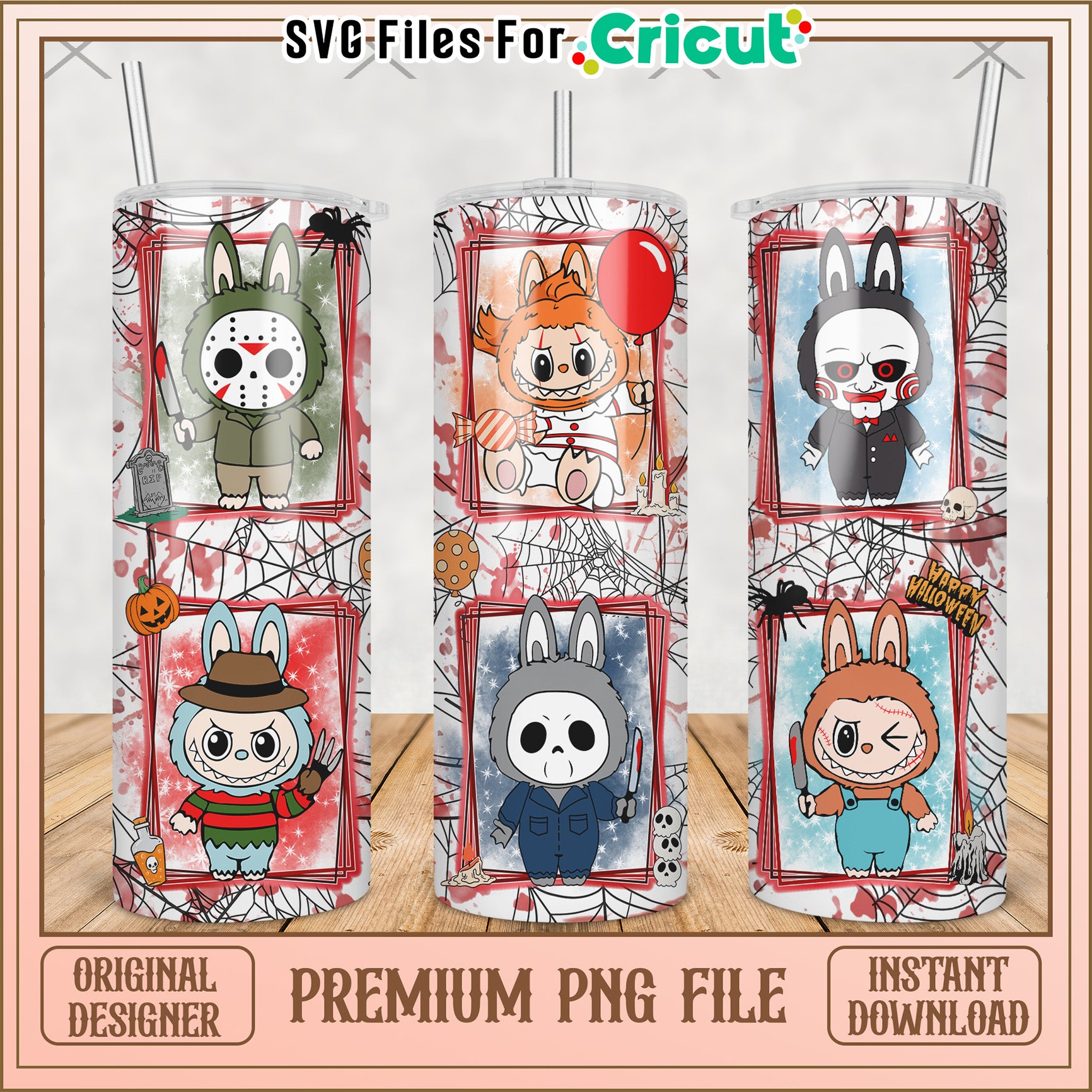 Labubu killers tumbler png, horror movie png, halloween tumbler png