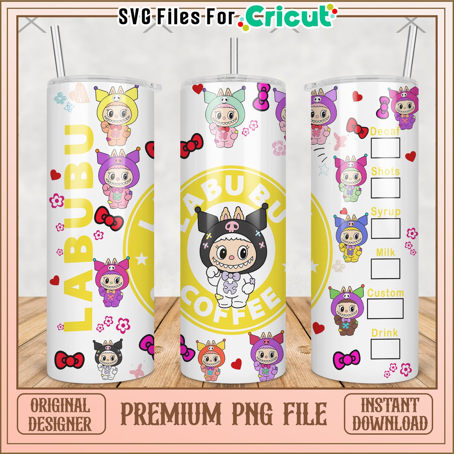 Labubu kuromi tumbler png, cute labubu png, labubu popmart png