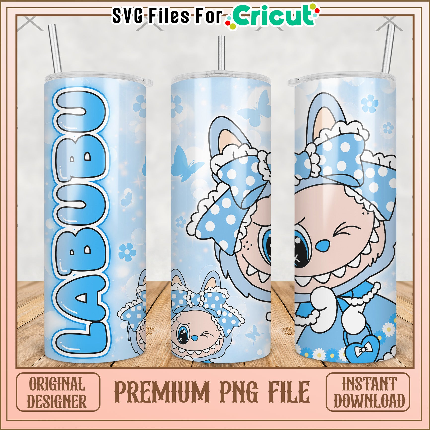 Labubu light blue tumbler png, labubu clothes​ png, labubu clothes​​ png