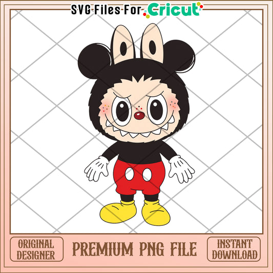 Labubu mickey  mouse illustrtion png, labubu secret png, cartoon labubu png