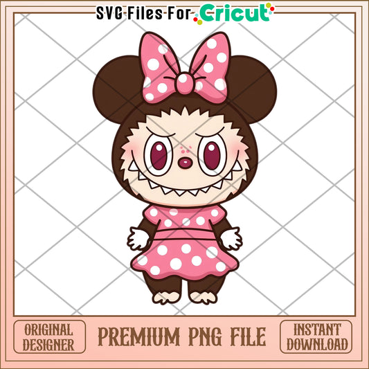 Labubu minnie mouse illustrtion png, labubu secret png, cartoon labubu png