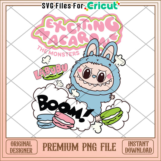 Labubu monster exciting macaron png, labubu macaron png, labubu monster png