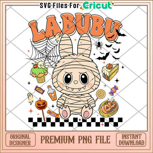 Labubu mummy halloween png, halloween songs png, halloween cookies png