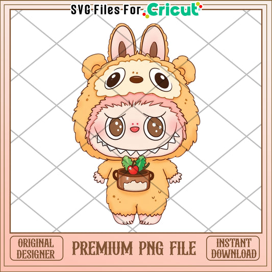 Labubu orange characters illustrtion png, labubu secret png, cartoon labubu png