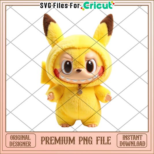 Labubu pikachu illustrtion png, labubu pokemon png, popmart labubu png