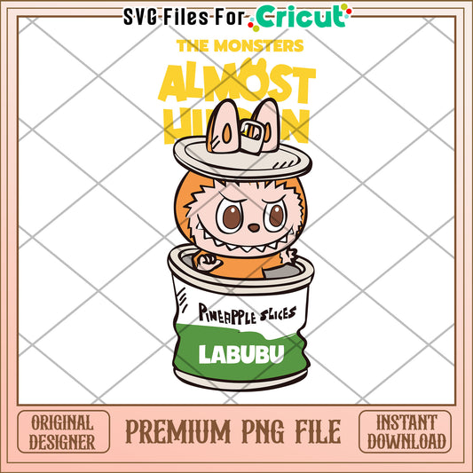 Labubu pineapple slides cute design png, labubu the monster png, cute labubu png