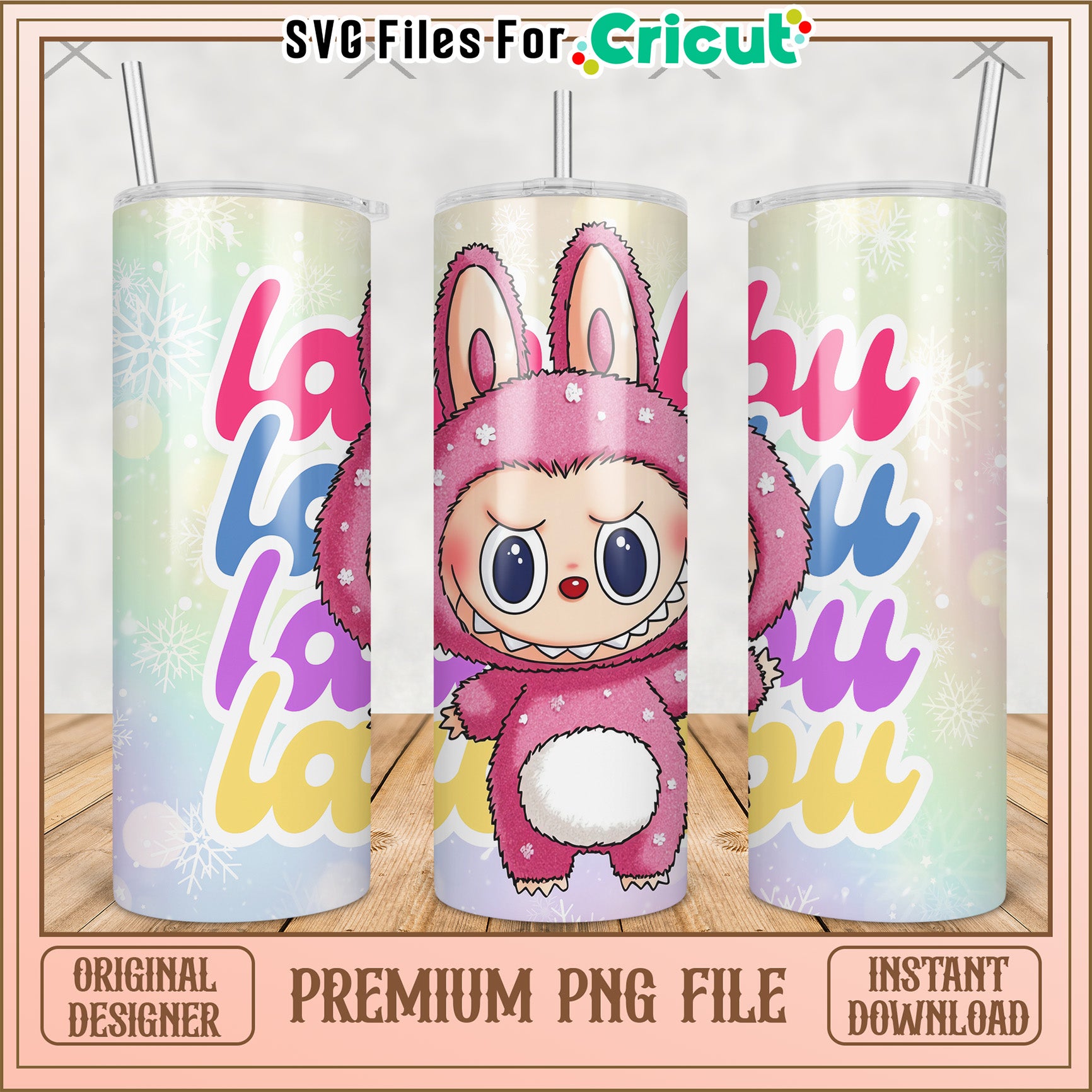 Labubu pink character tumbler png, labubu secret png, labubu keychain​ png