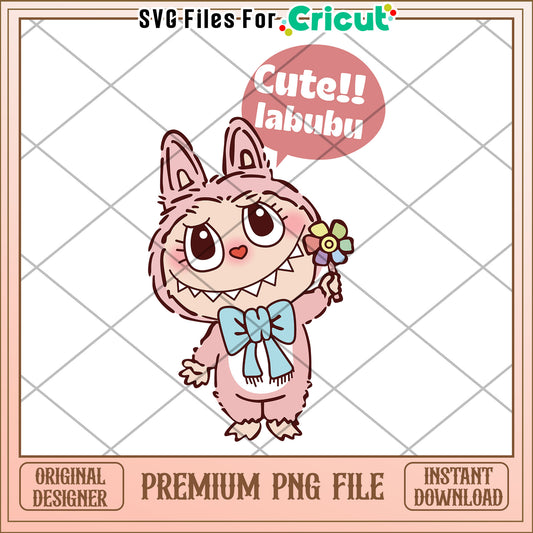 Labubu pink cute costume png, labubu costume png, labubu popmart png