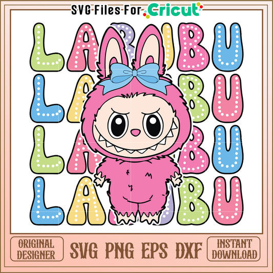 Labubu pink design svg, labubu popmart svg, funny labubu svg