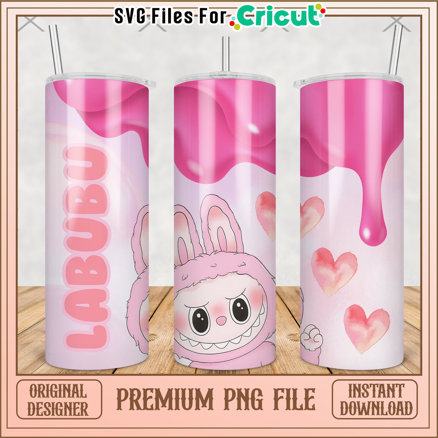 Labubu pink design tumbler png, labubu doll png, labubu toys png