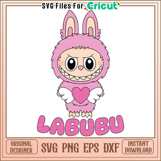 Labubu pink heart svg, happy halloween svg, spirit halloween svg