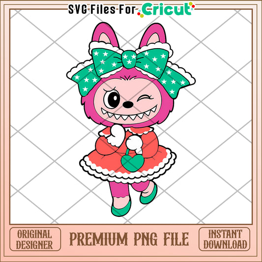 Labubu pink princess  design png, lovely labubu​ png, halloween art​​​ png