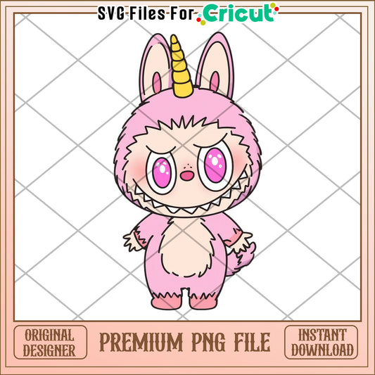 Labubu pink unicorn illustrtion png, labubu secret png, cartoon labubu png