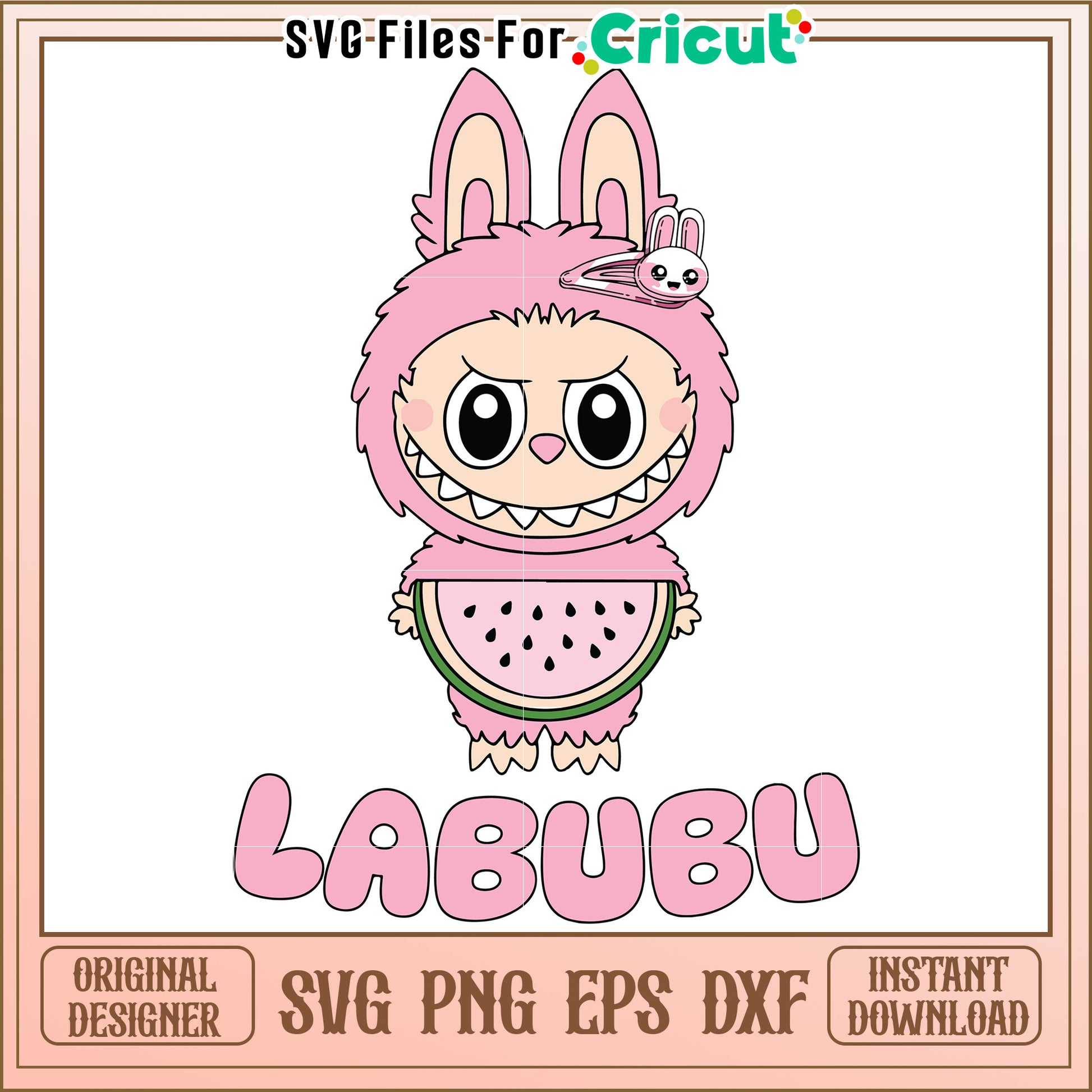 Labubu pink watermelon svg, happy halloween svg, spirit halloween svg