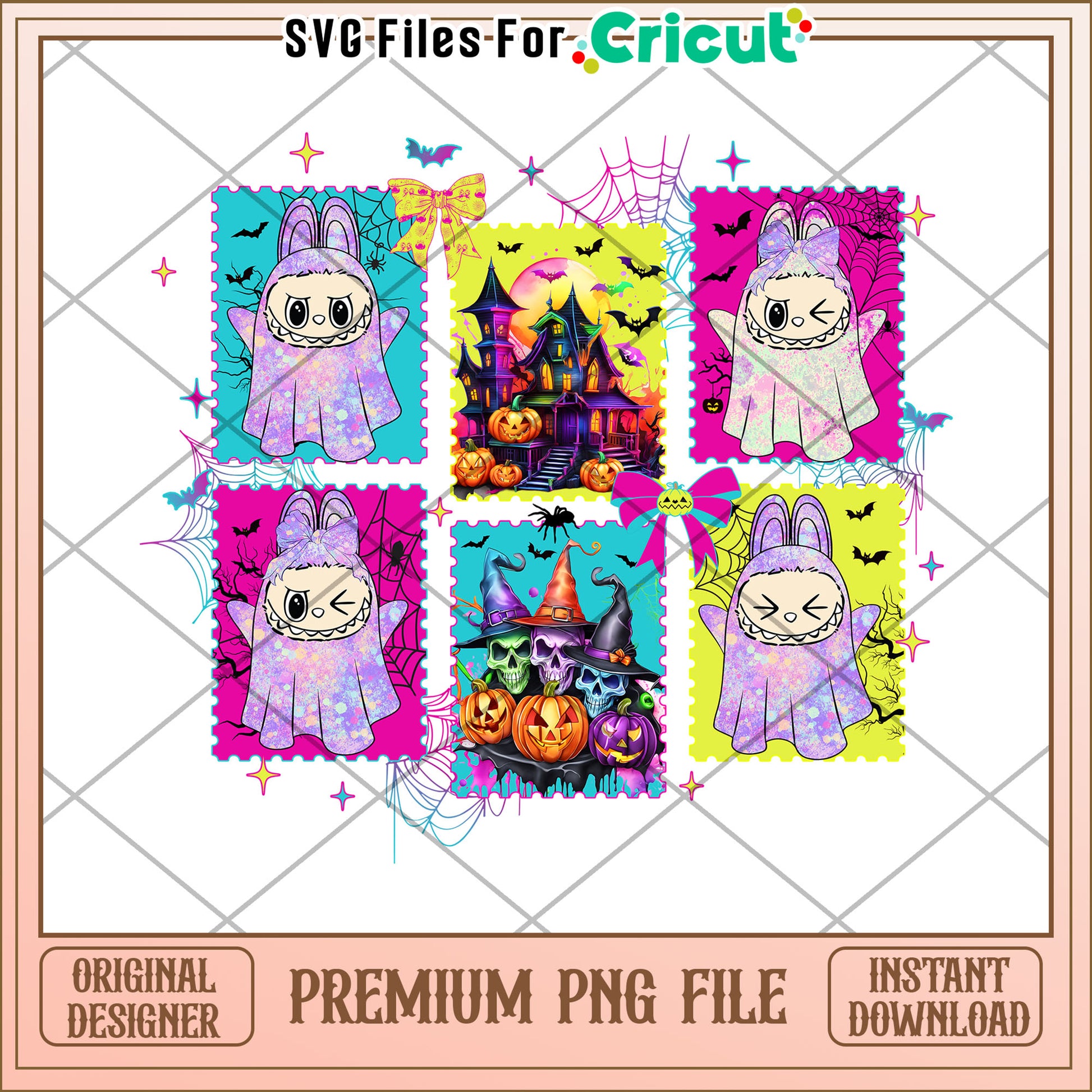 Labubu purple ghouls png, spirit halloween png, halloween time png