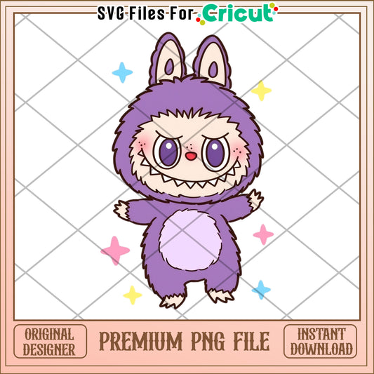 Labubu purple illustrtion png, labubu secret png, cartoon labubu png
