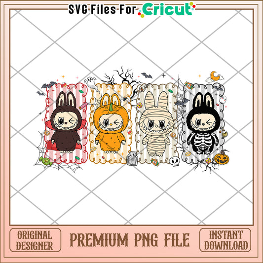 Labubu scary characters design png, spirit halloween png, halloween time png