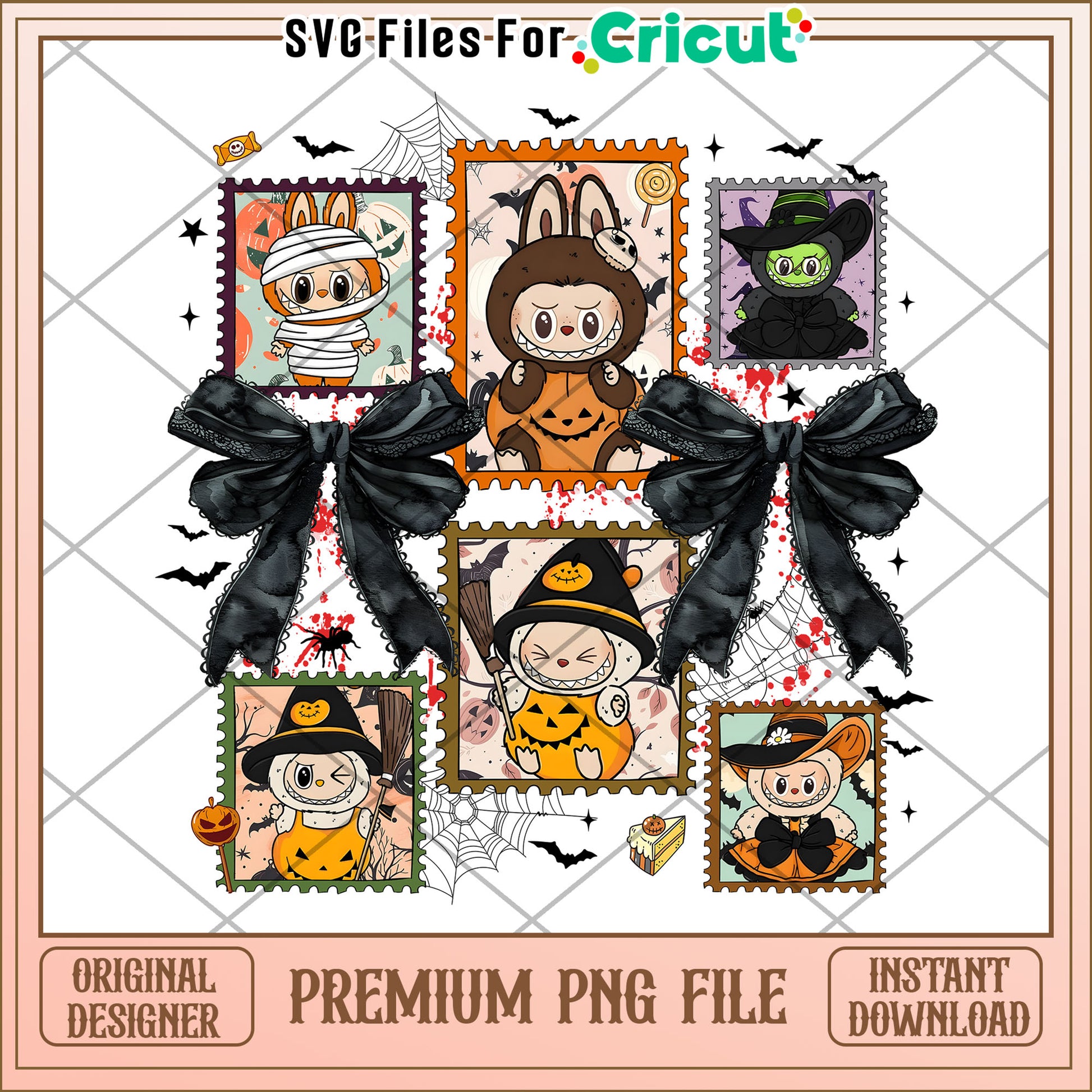 Labubu scary costumes design png, halloween png, halloween killers png
