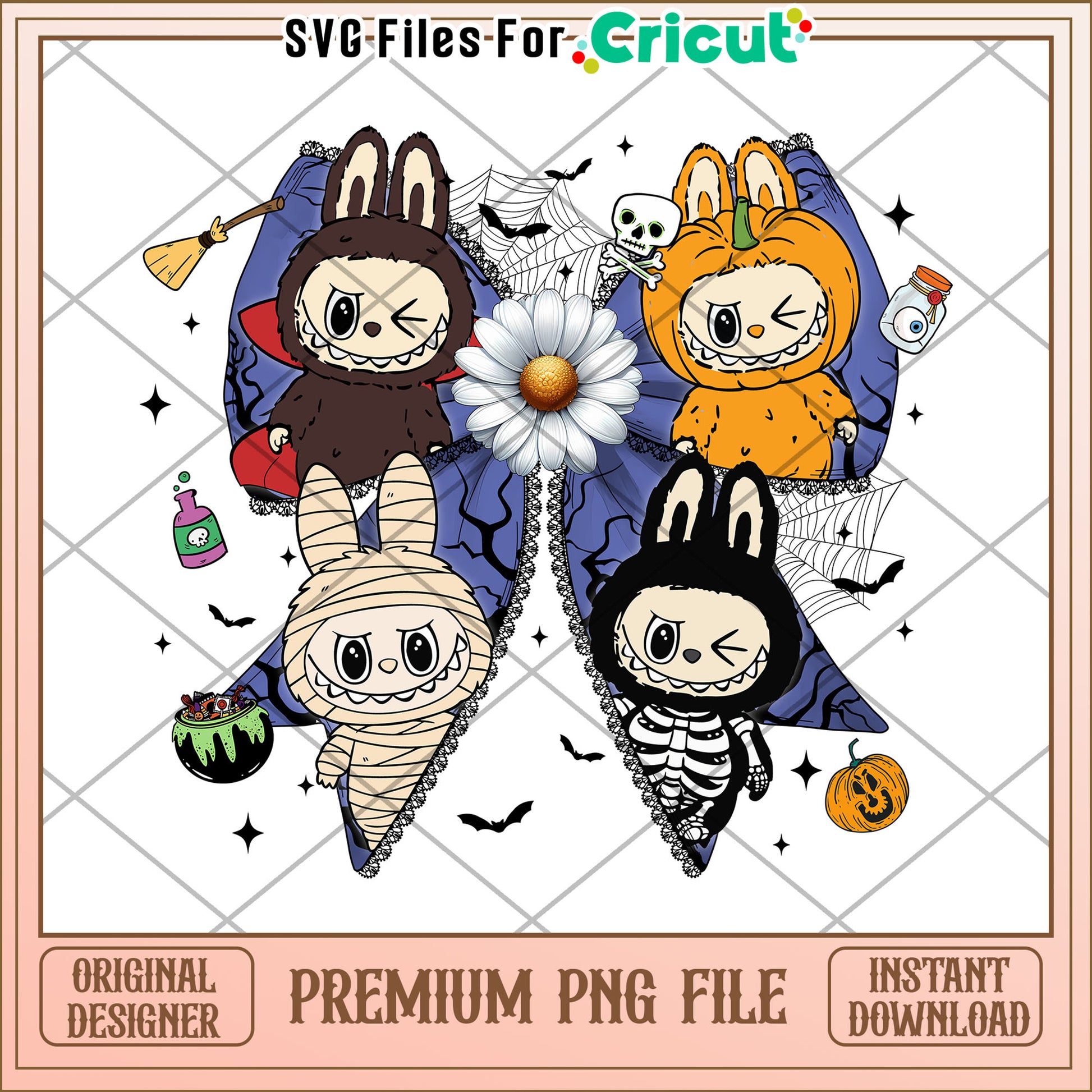 Labubu scary costumes png, halloween toys png, halloween characters png