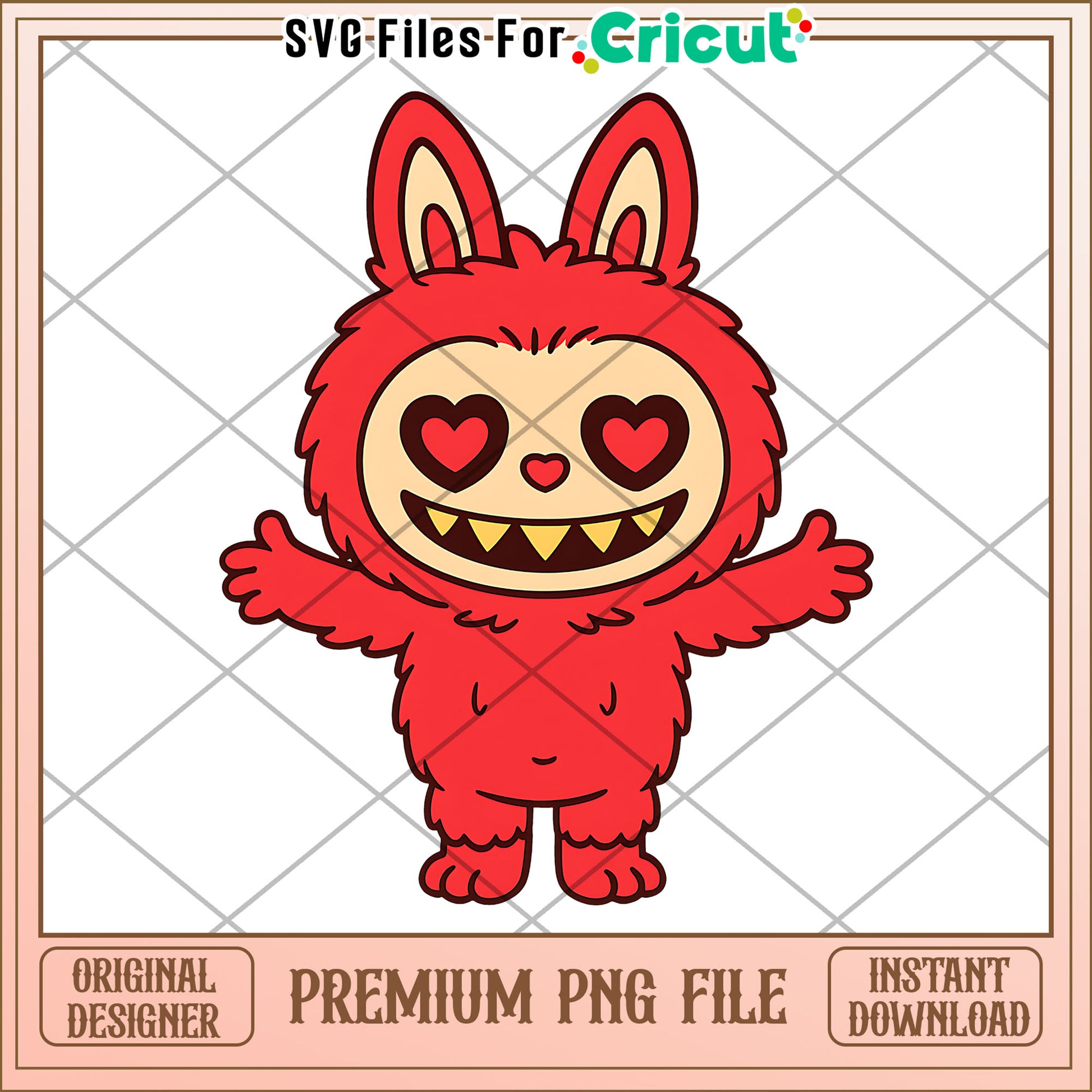 Labubu scary love png, cute labubu png, labubu popmart png