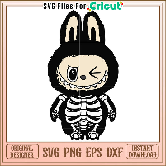 Labubu skeleton svg, halloween holiday svg, spooky halloween decorations svg