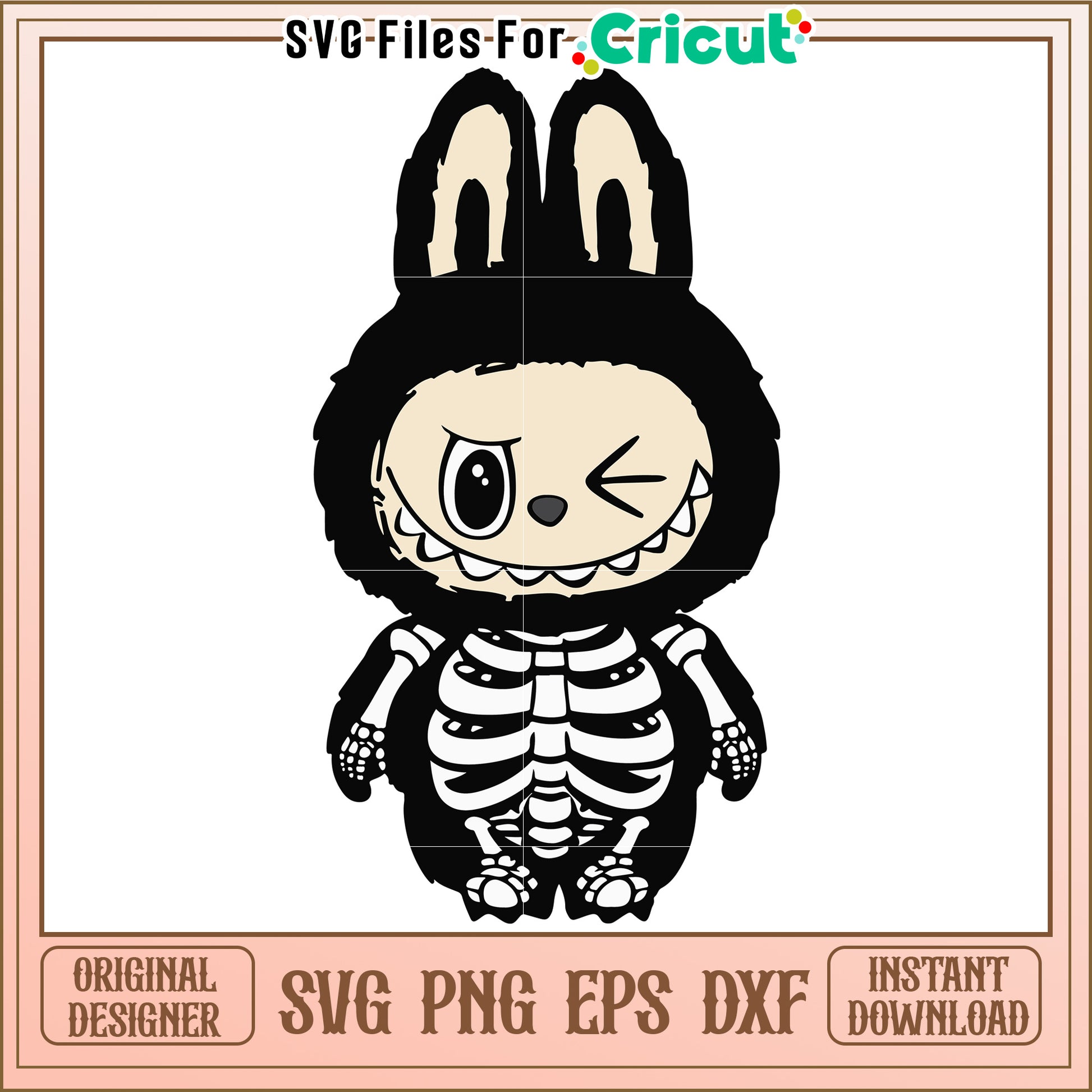 Labubu skeleton svg, halloween holiday svg, spooky halloween decorations​ svg