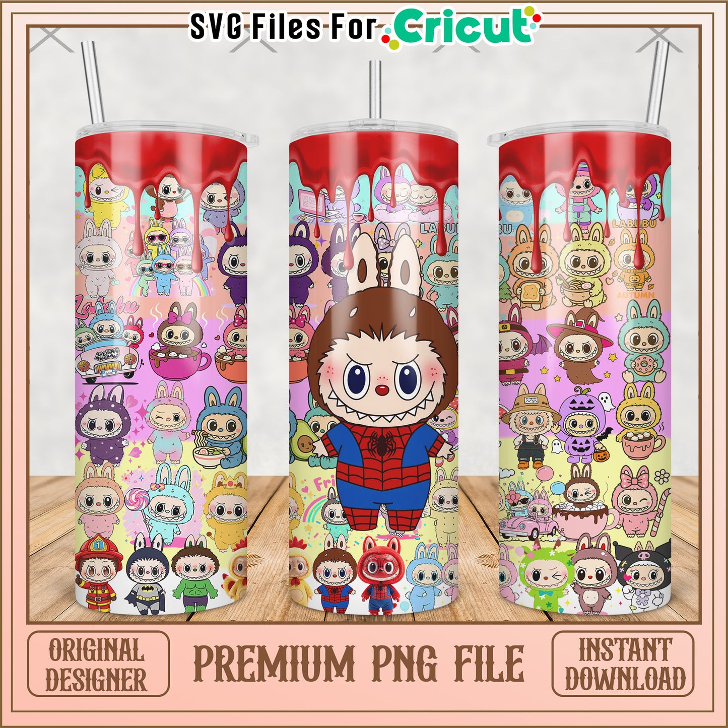 Labubu spiderman tumbler png, cute labubu png, labubu popmart png