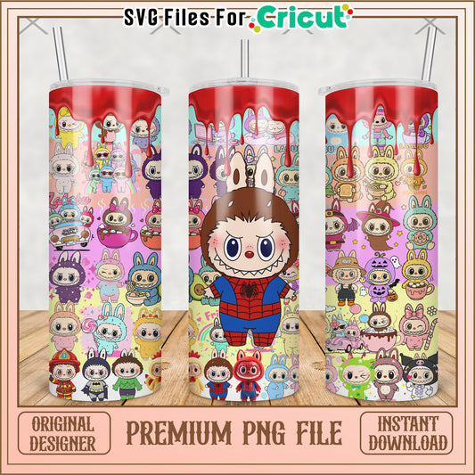 Labubu spiderman tumbler png, cute labubu png, labubu popmart png