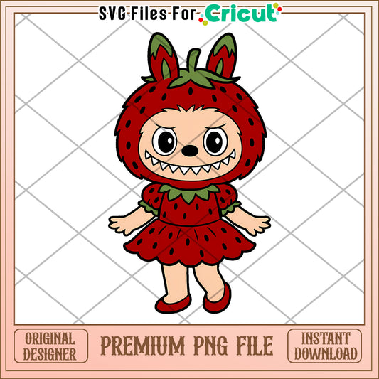 Labubu strawberry png, halloween candy png, pop mart labubu dolls​​ png