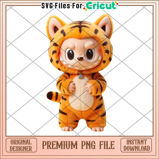 Labubu tiger toys illustrtion png, labubu secret png, cartoon labubu png
