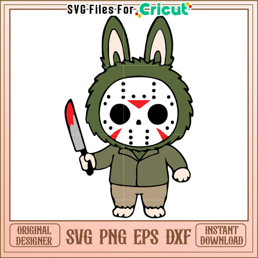 Labubu voorhees jason svg, halloween holiday svg, spooky halloween decorations​ svg