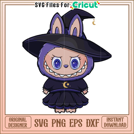 Labubu witch haloween svg, halloween cartoon svg, halloween pumkin svg