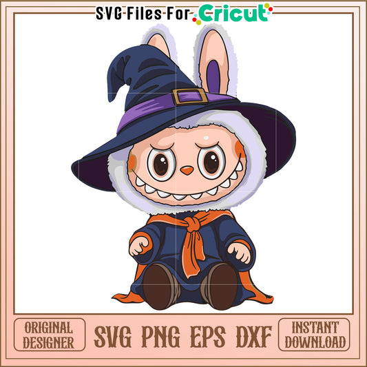 Labubu witch svg, halloween cartoon svg, halloween pumkin svg