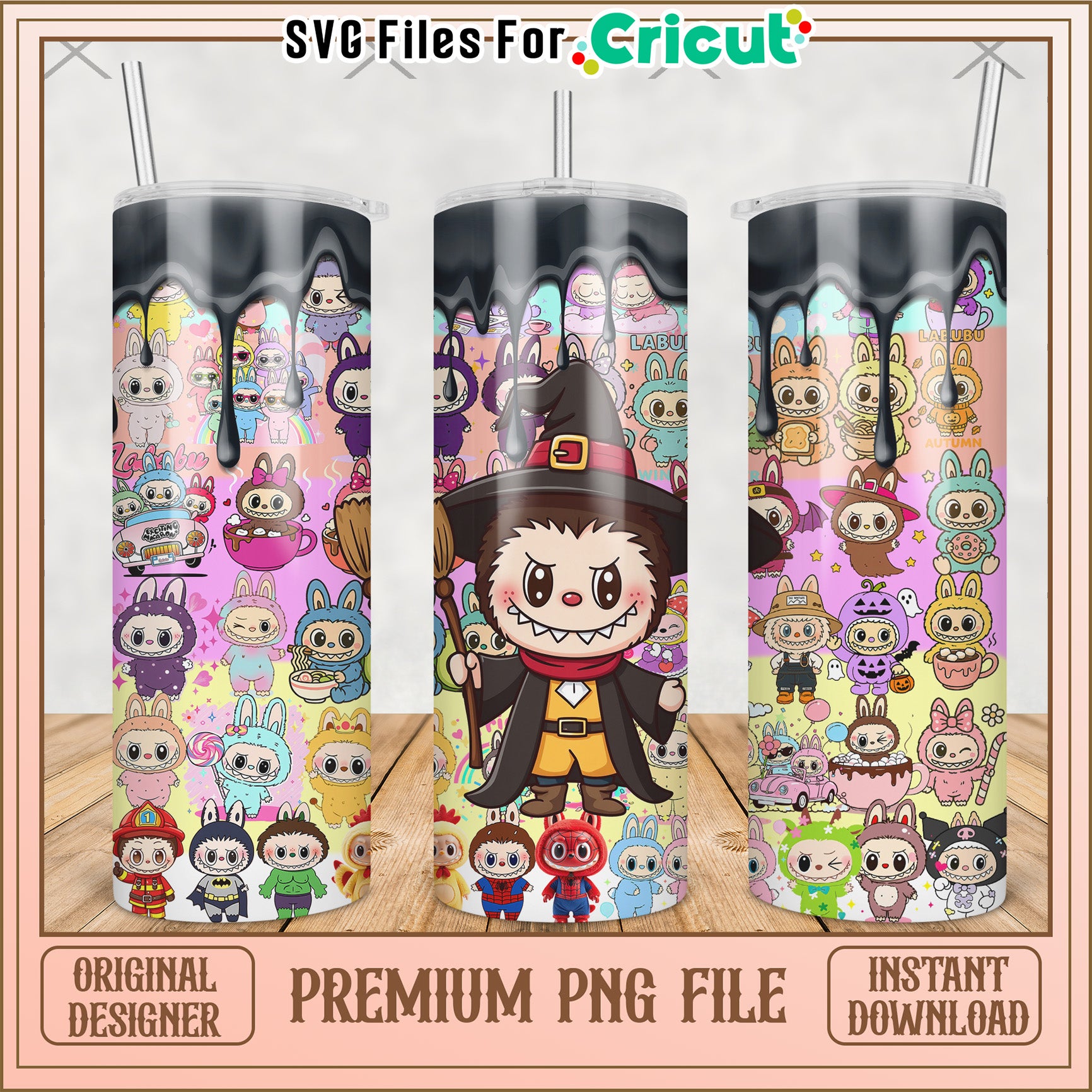 Labubu witch tumbler png, cute labubu png, labubu popmart png