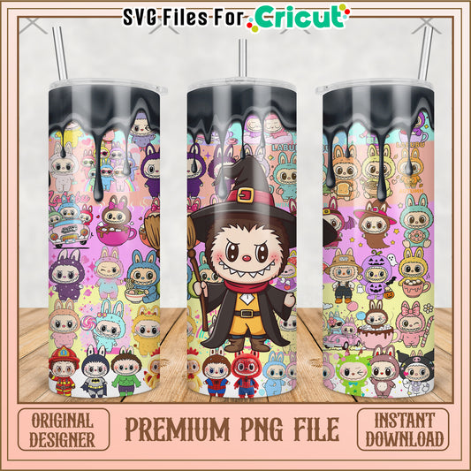 Labubu witch tumbler png, cute labubu png, labubu popmart png