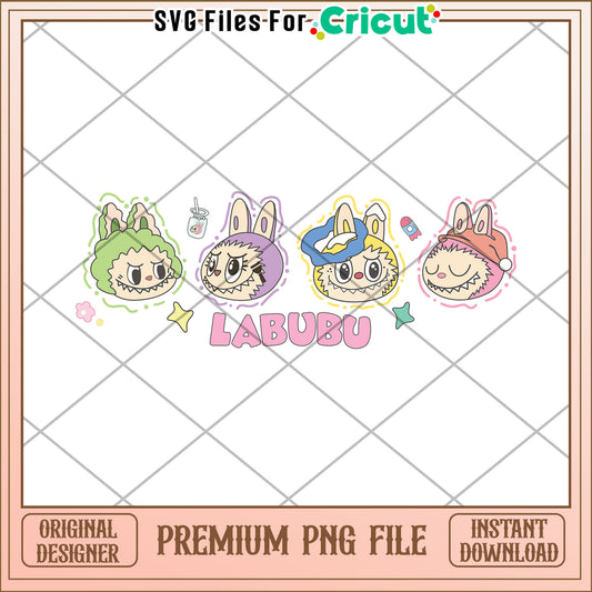 Labubu with monster friends png, the monster labubu png