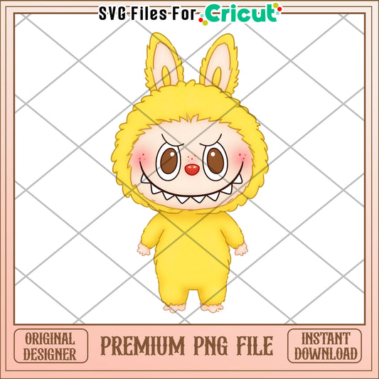 Labubu yellow characters illustrtion png, labubu secret png, cartoon labubu png