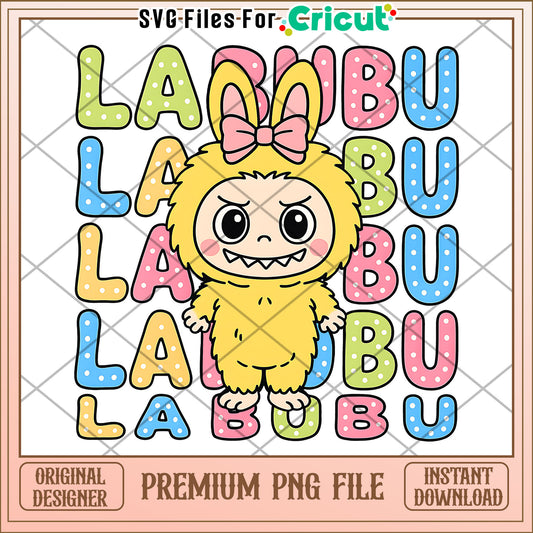 Labubu yellow png, labubu quotes png, funny labubu png