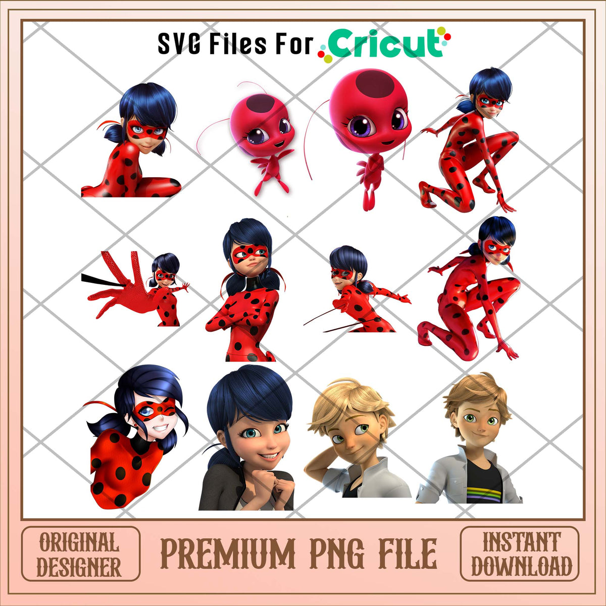 Lady bug cartoon main lady png bundle – svg files for cricut