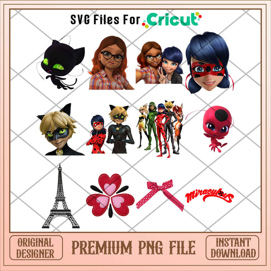 Lady bug and her friends png bundle