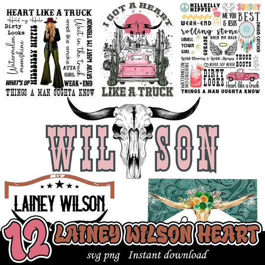Lainey Wilson Heart Bundle Svg, Country Music svg bundle