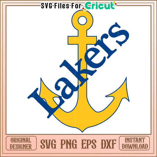 Lakers Anchor SVG File for Cricut, Download Instant Cut Design Today