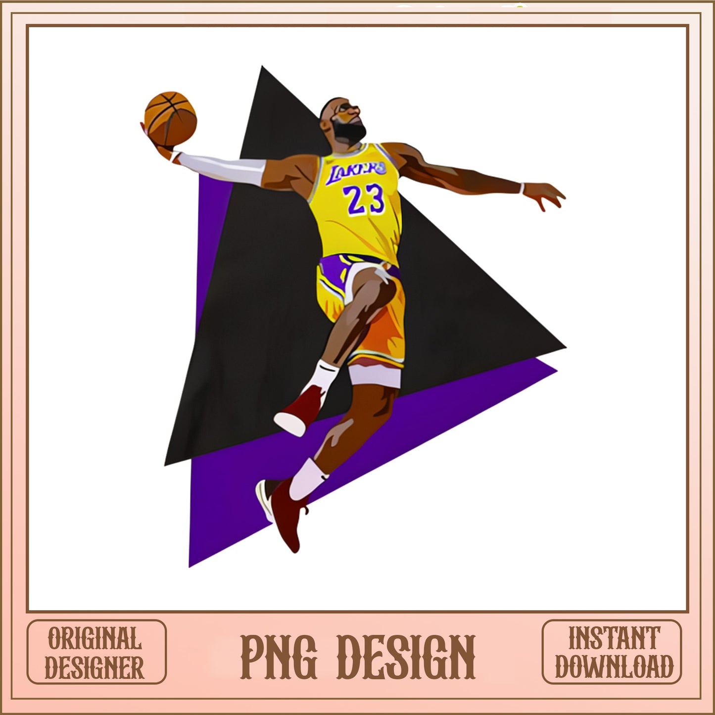 Lakers Basketball Player PNG, NBA Number 23 PNG, Basketball Dunk PNG